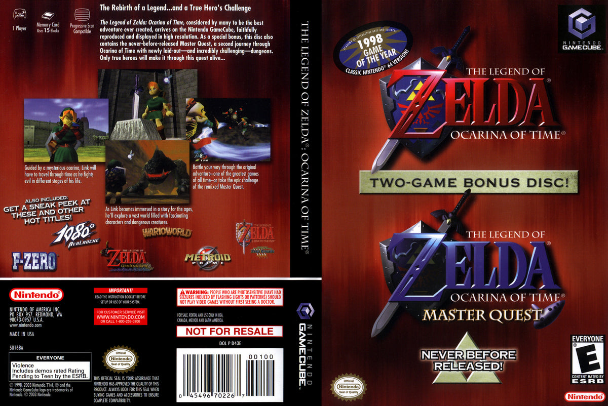 The Legend of Zelda Ocarina of Time & Master Quest Nintendo Gamecube